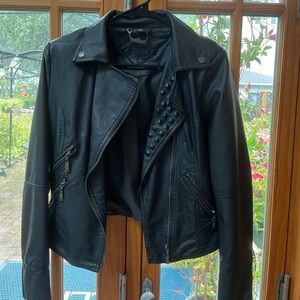 Jou Jou navy leather jacket